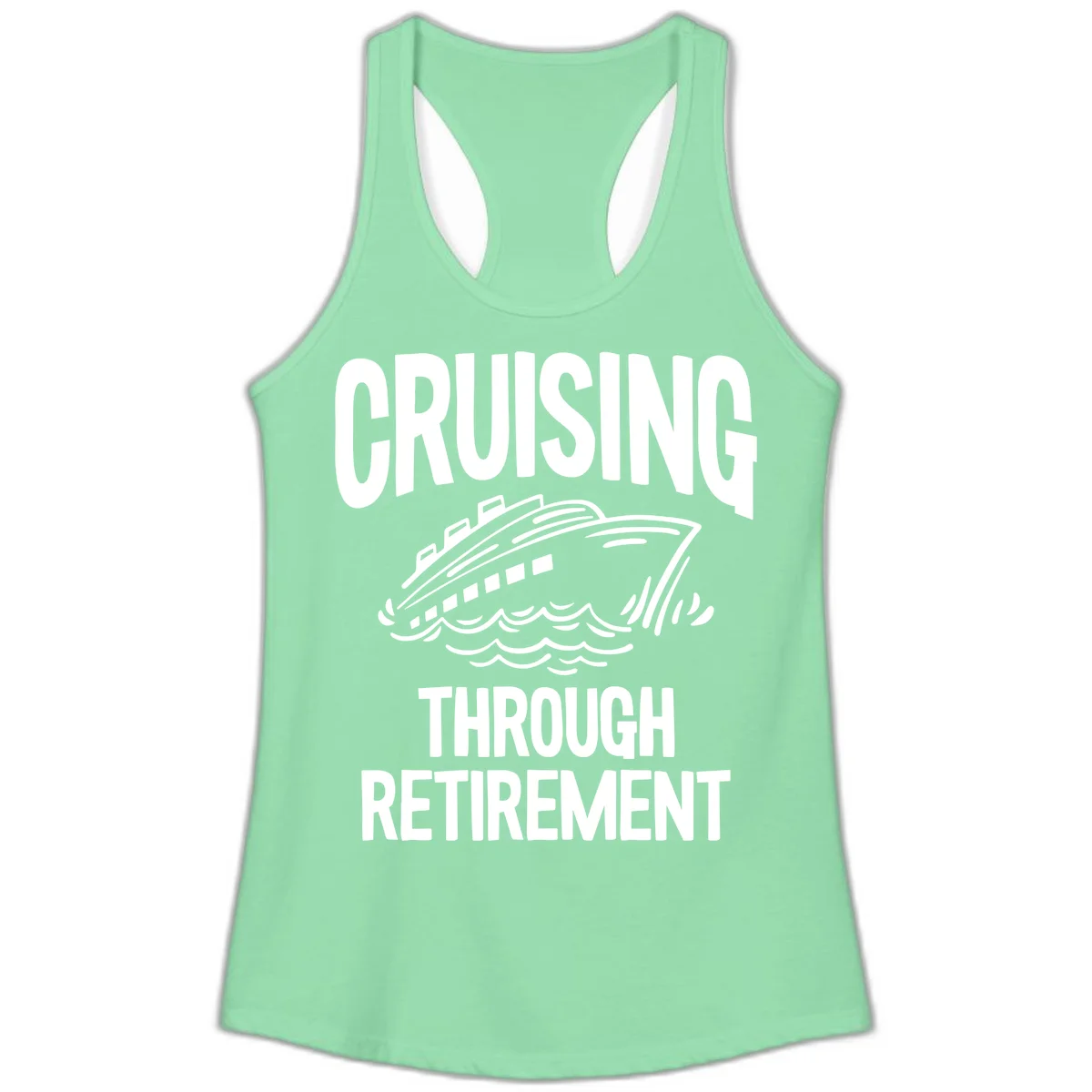 Cruising Through Retirement Ladies Tank Top in Solid Mint