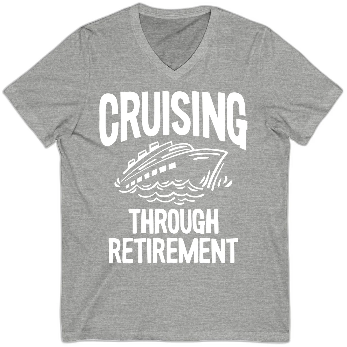 Cruising Through Retirement V-Neck T-Shirt in Athletic Heather