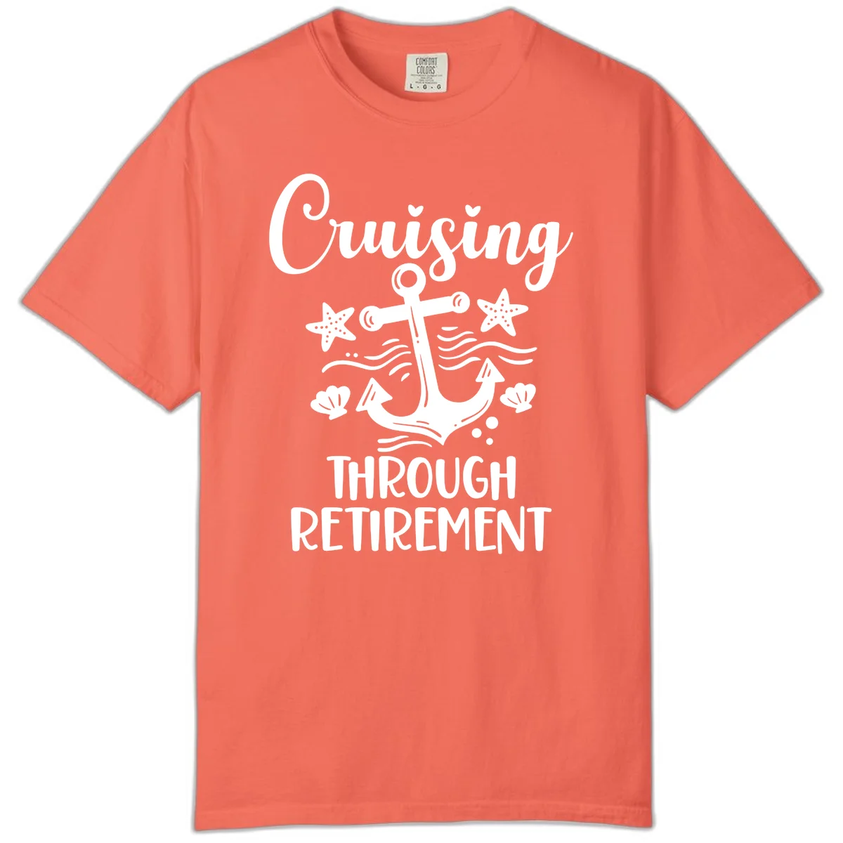 Cruising Through Retirement Comfort Color Tee in Bright Salmon