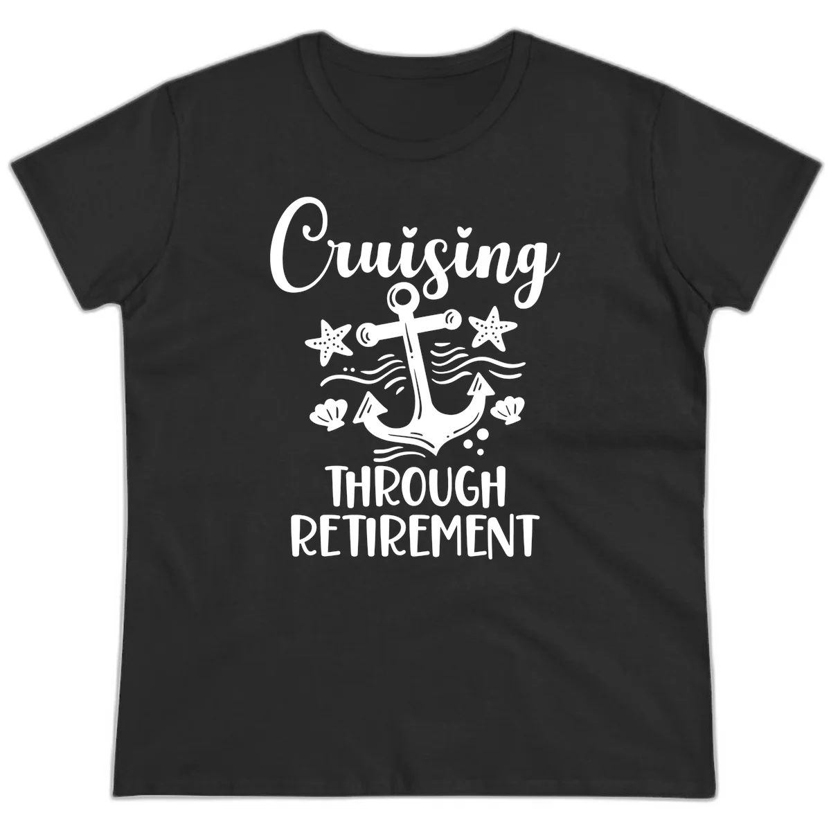 Cruising Through Retirement Ladies Tee in Black