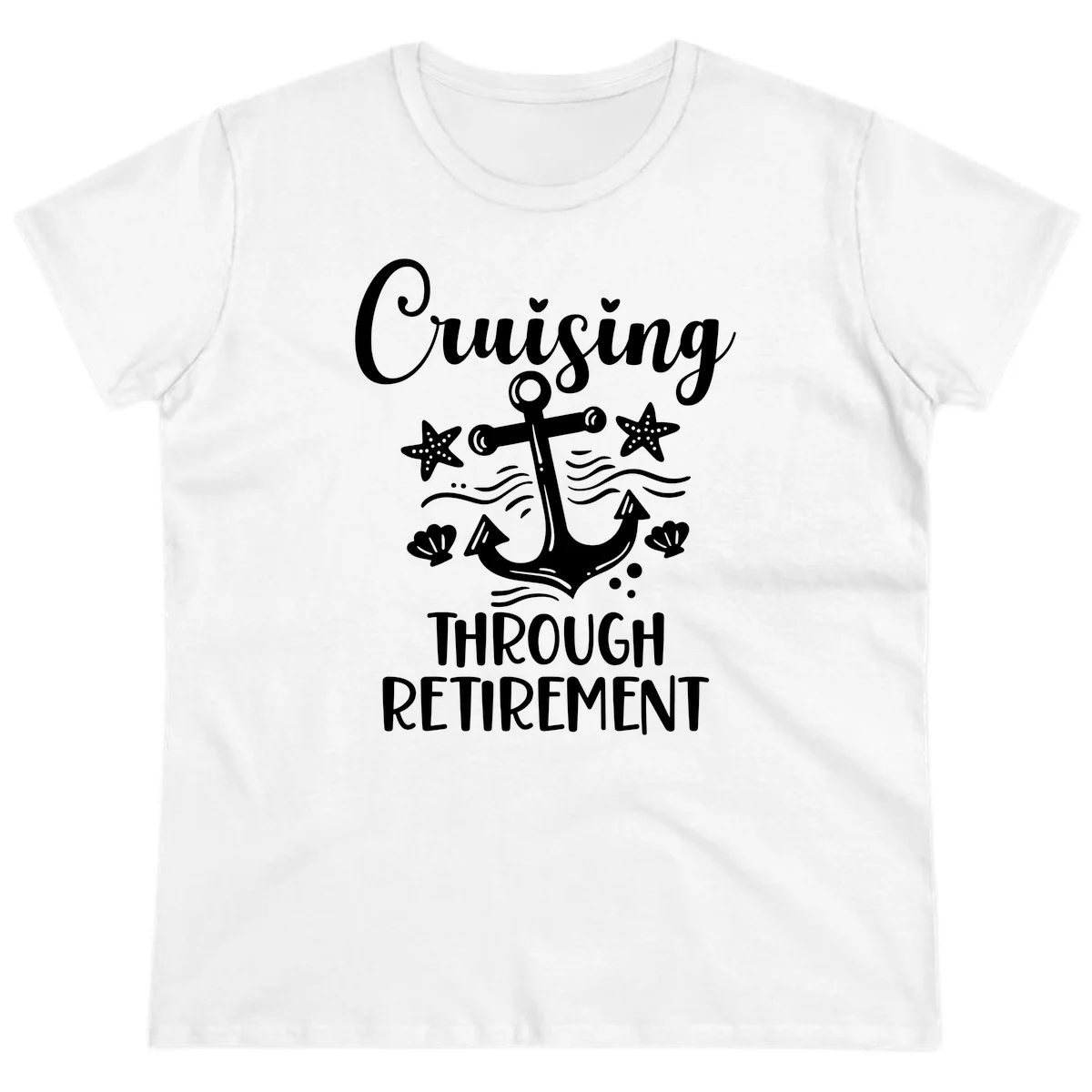 Cruising Through Retirement Ladies Tee in White