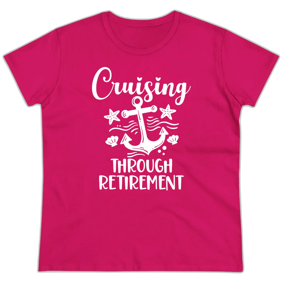 Cruising Through Retirement Ladies Tee in Heliconia
