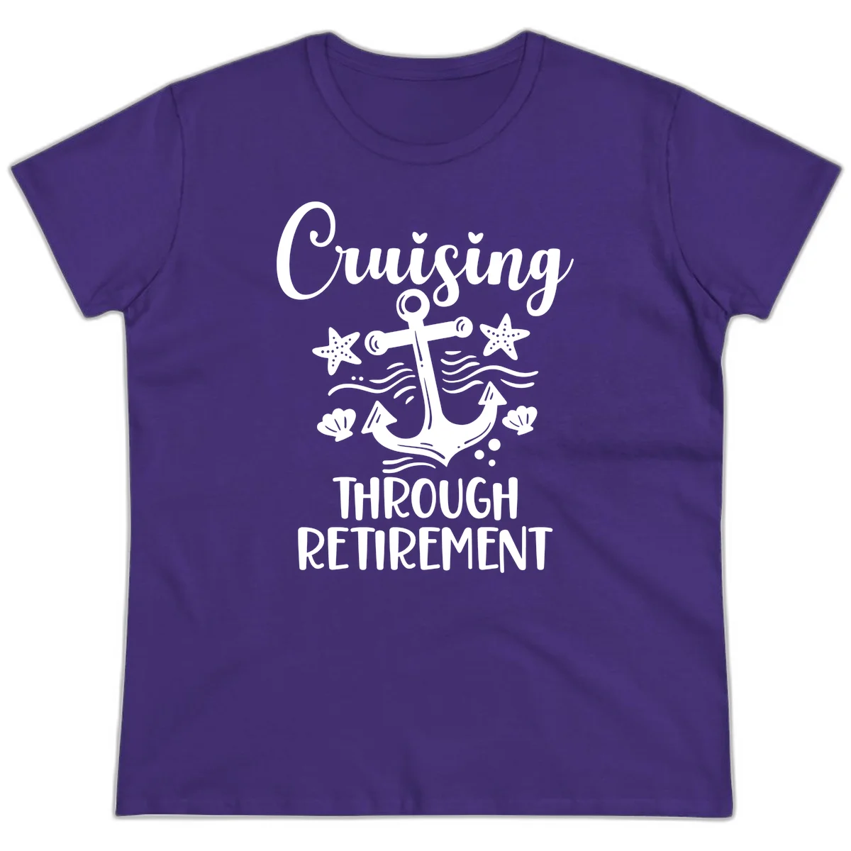 Cruising Through Retirement Ladies Tee in Purple