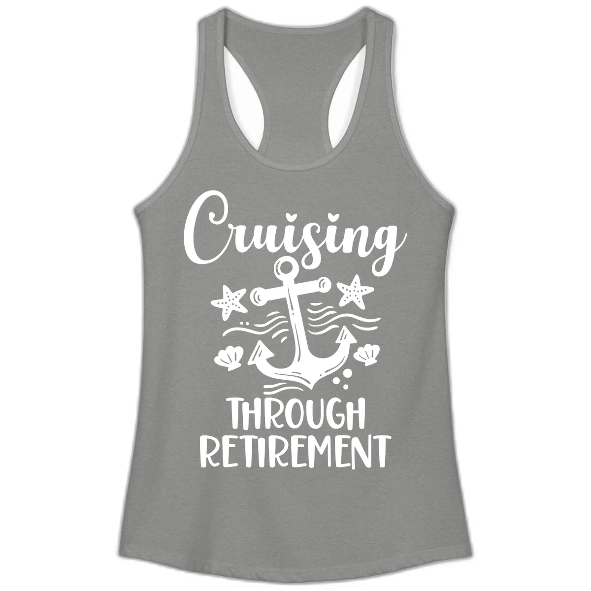 Cruising Through Retirement Ladies Tank in Heather Grey