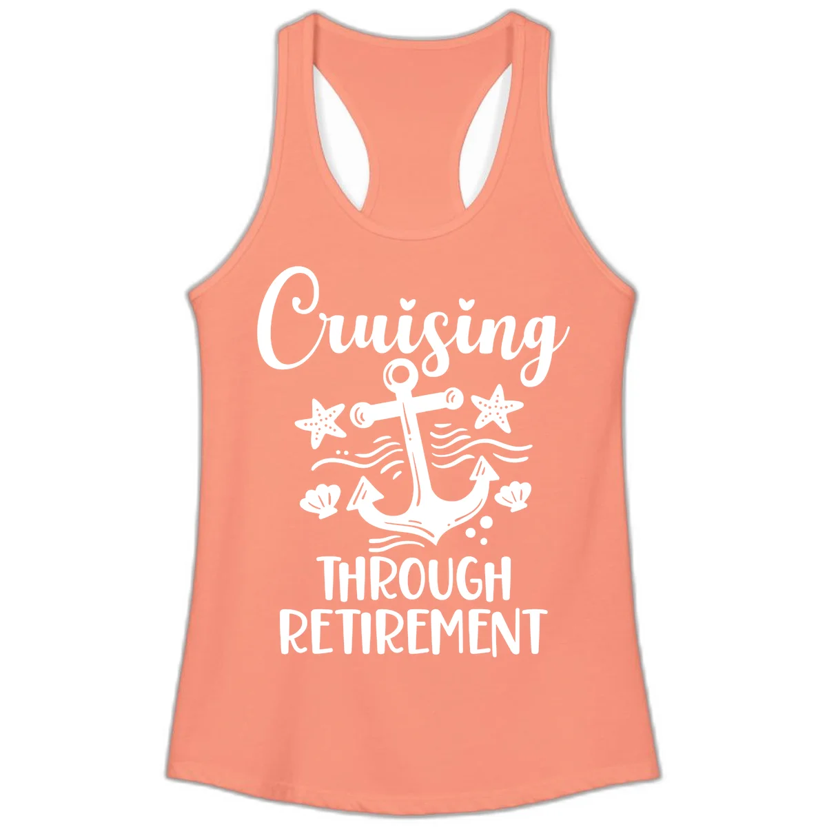 Cruising Through Retirement Ladies Tank in Solid Light Orange