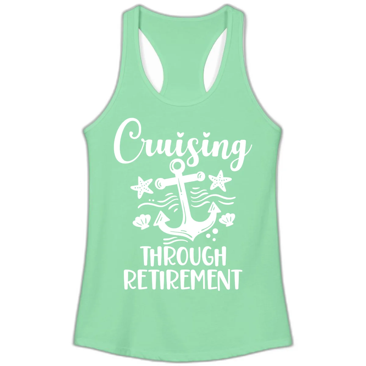 Cruising Through Retirement Ladies Tank in Solid Mint