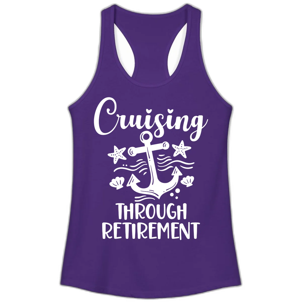 Cruising Through Retirement Ladies Tank in Solid Purple Rush