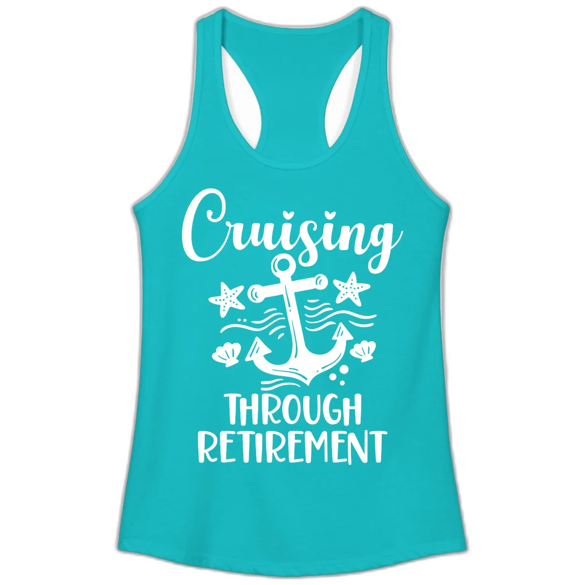 Cruising Through Retirement Ladies Tank in Tahiti Blue