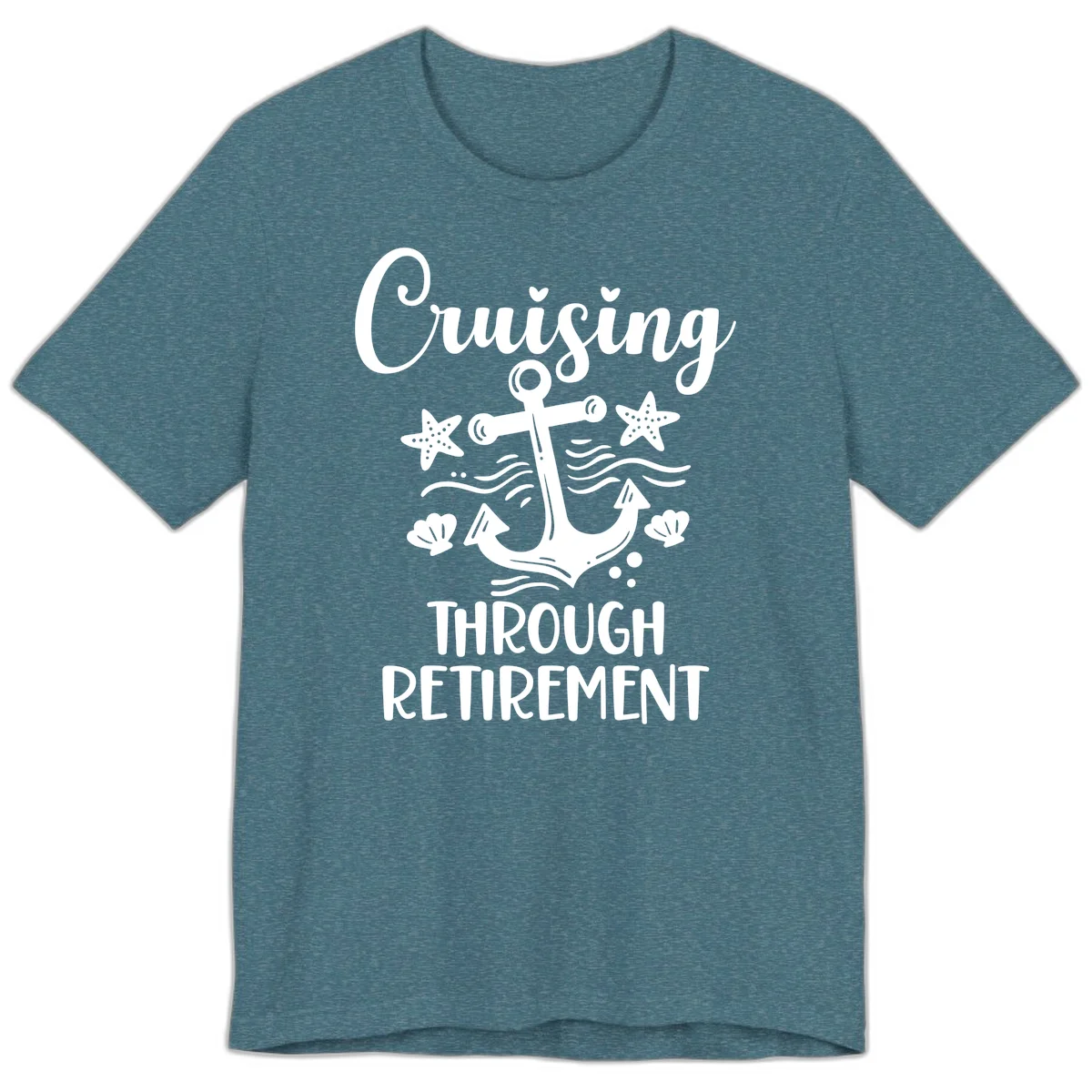 Cruising Through Retirement Premium T-Shirt in Heather Deep Teal