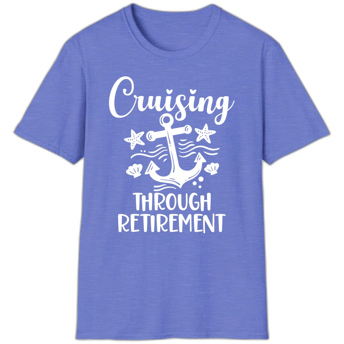 Cruising Through Retirement T-Shirt in Heather Royal