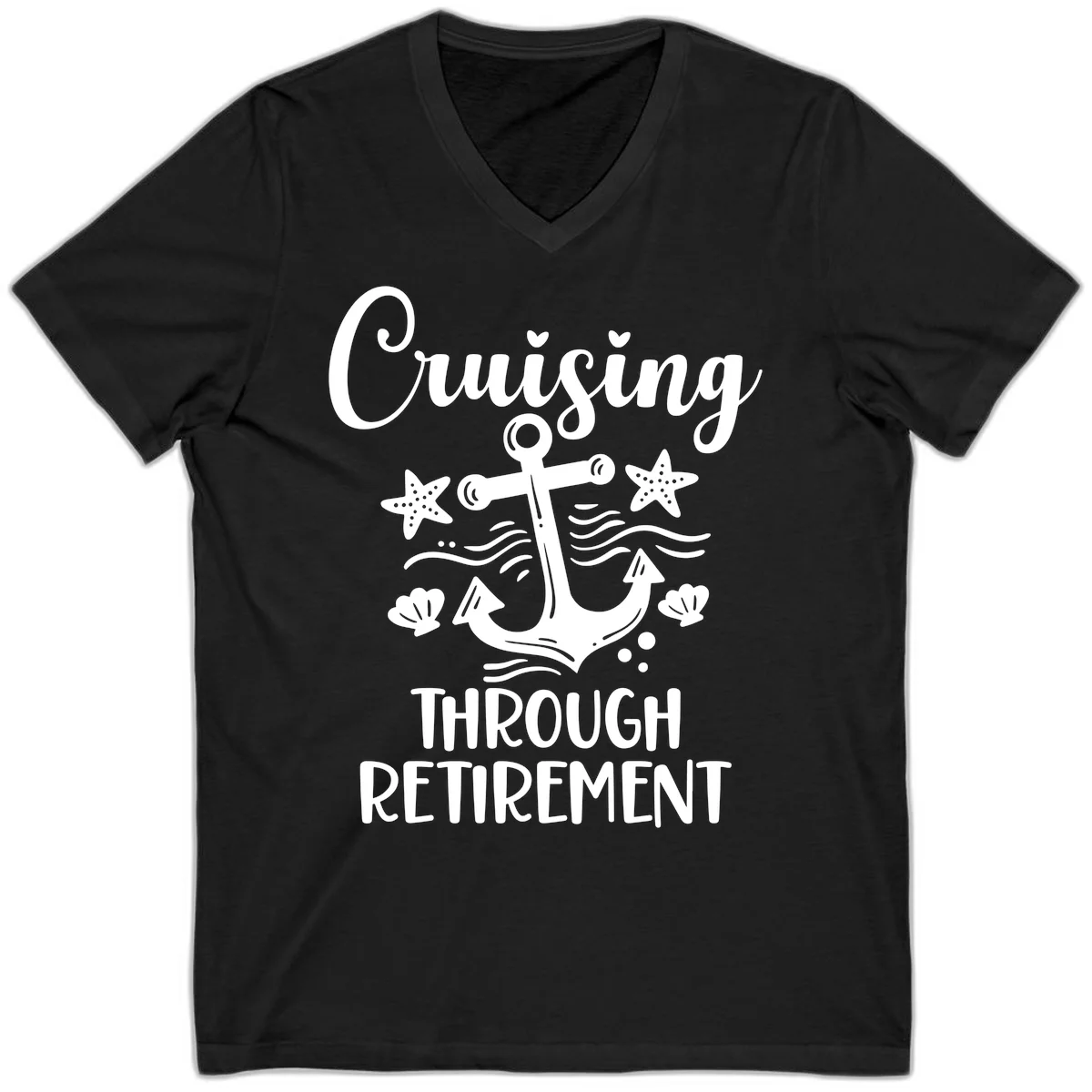 Cruising Through Retirement V-Neck in Black