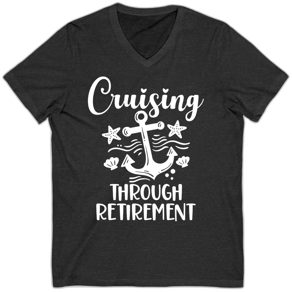 Cruising Through Retirement V-Neck in Dark Grey Heather