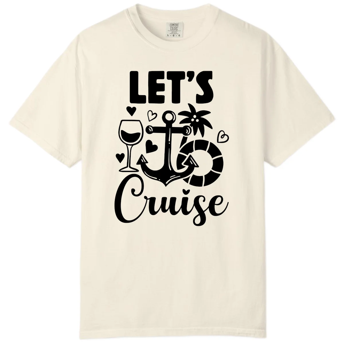 Let's Cruise Nautical Vibes Comfort Color Tee in Ivory