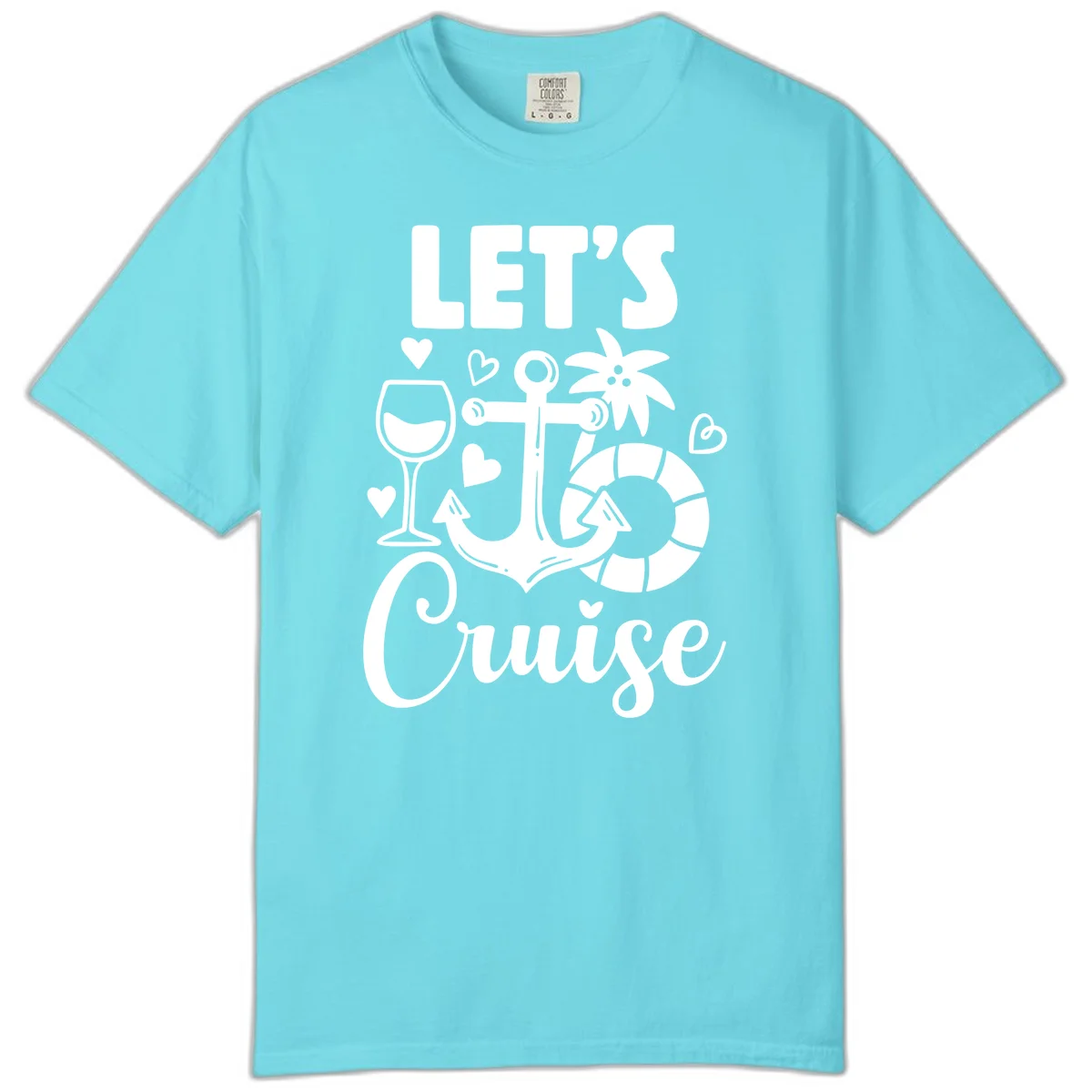 Let's Cruise Nautical Vibes Comfort Color Tee in Lagoon Blue