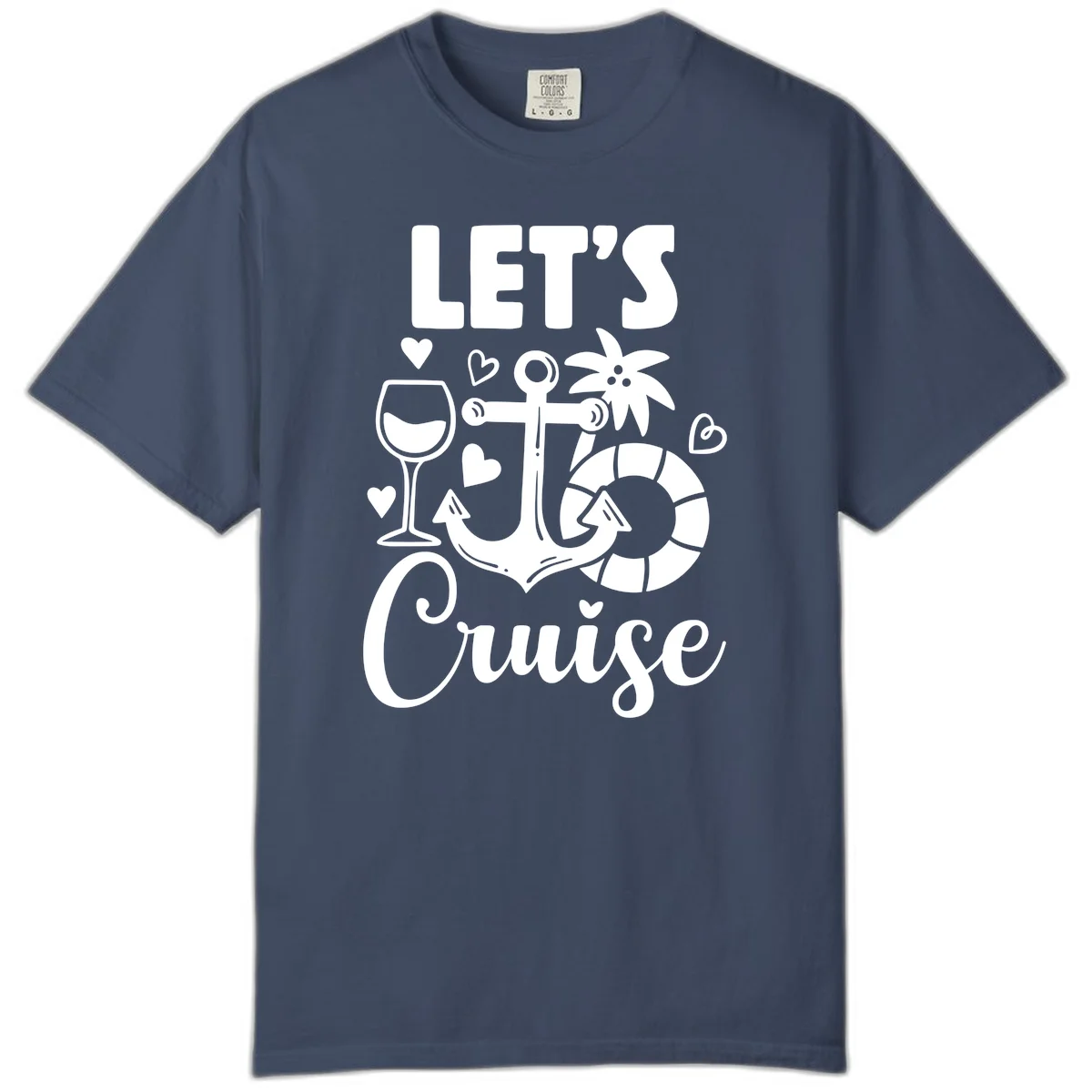 Let's Cruise Nautical Vibes Comfort Color Tee in Midnight