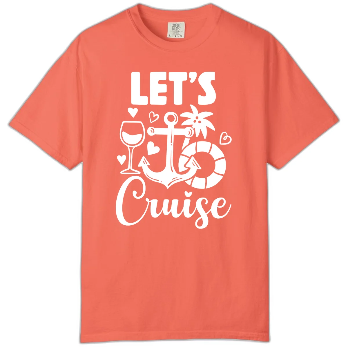 Let's Cruise Nautical Vibes Comfort Color Tee in Bright Salmon