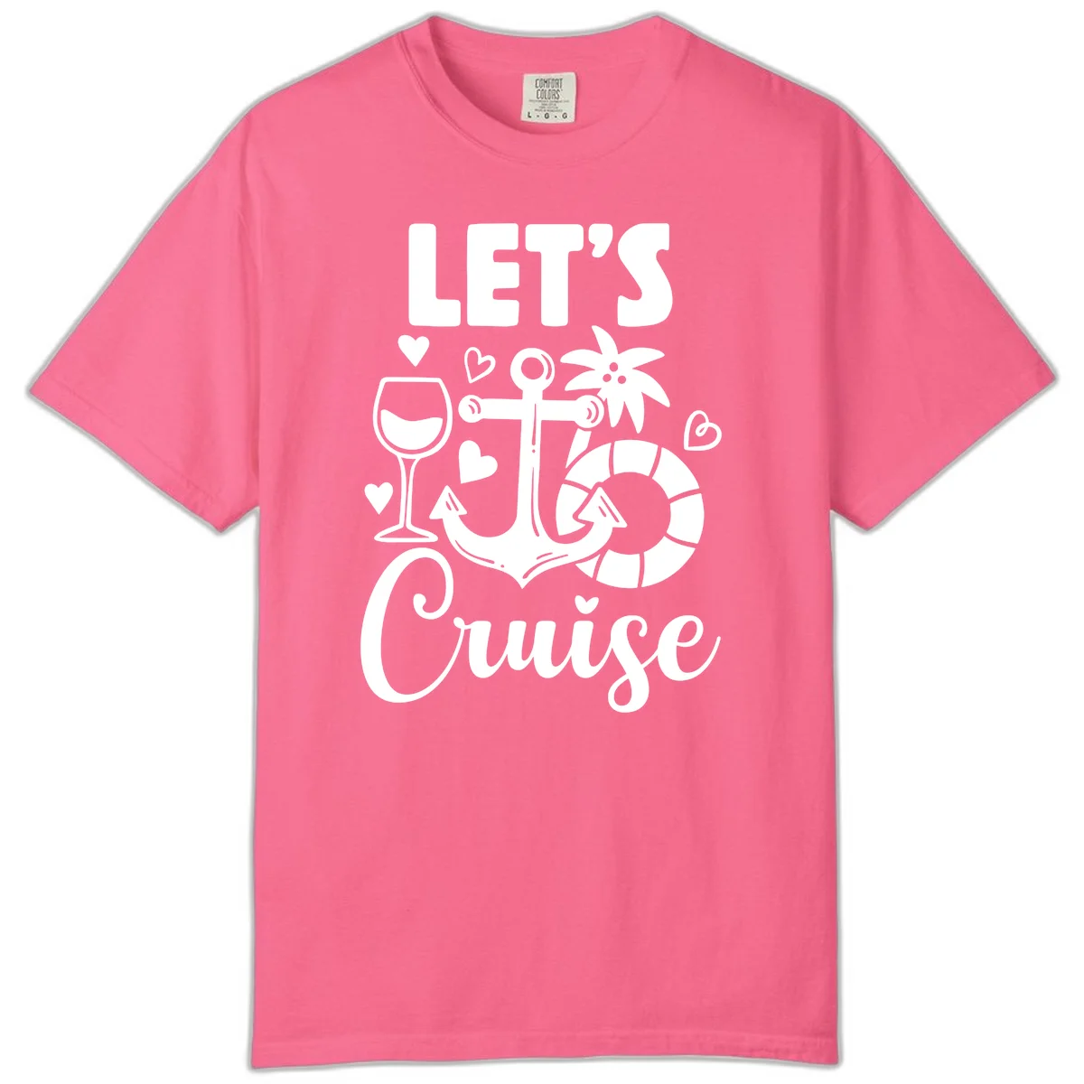 Let's Cruise Nautical Vibes Comfort Color Tee in Crunchberry