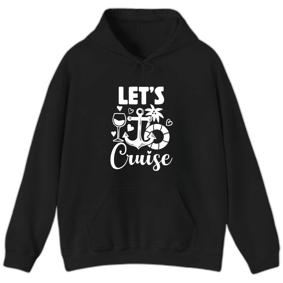 Let's Cruise Nautical Vibes Hoodie in Black