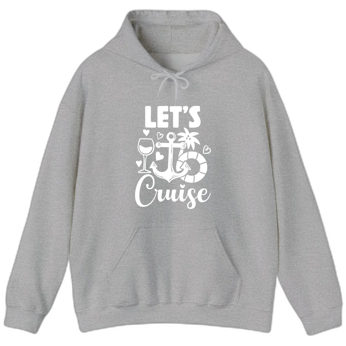 Let's Cruise Nautical Vibes Hoodie in Sport Grey