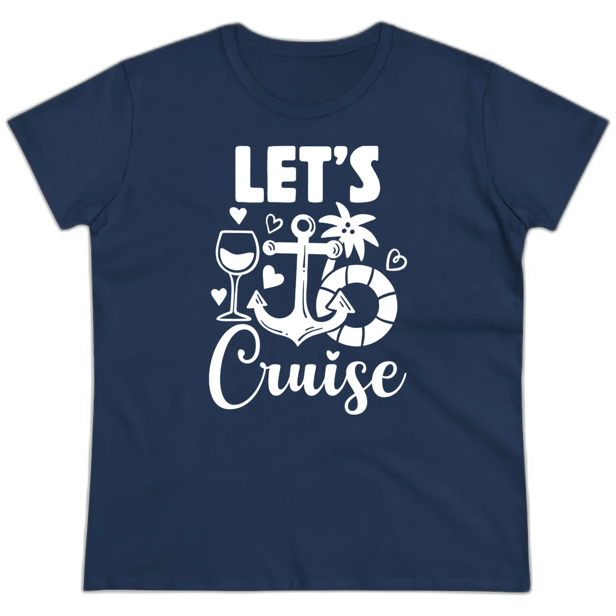 Let's Cruise Nautical Vibes Ladies Tee in Navy