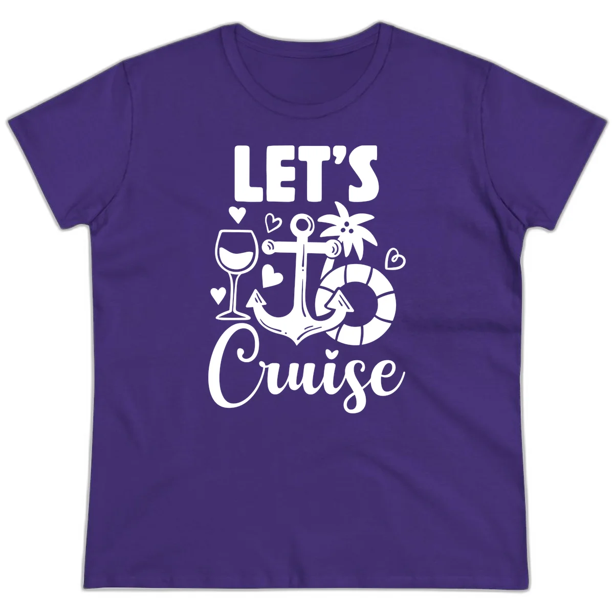 Let's Cruise Nautical Vibes Ladies Tee in Purple