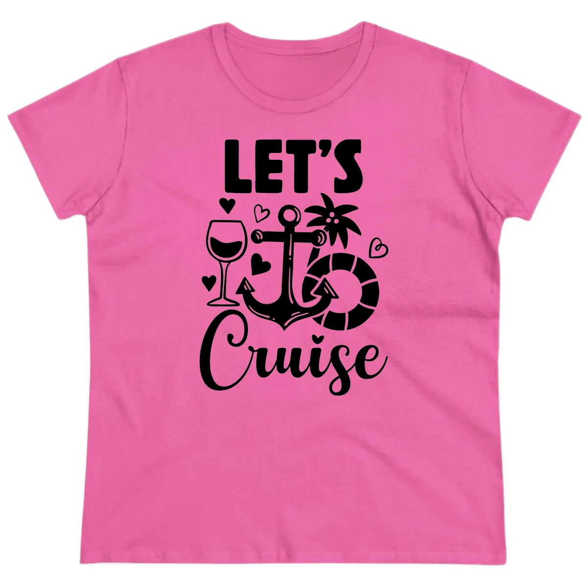 Let's Cruise Nautical Vibes Ladies Tee in Azalea