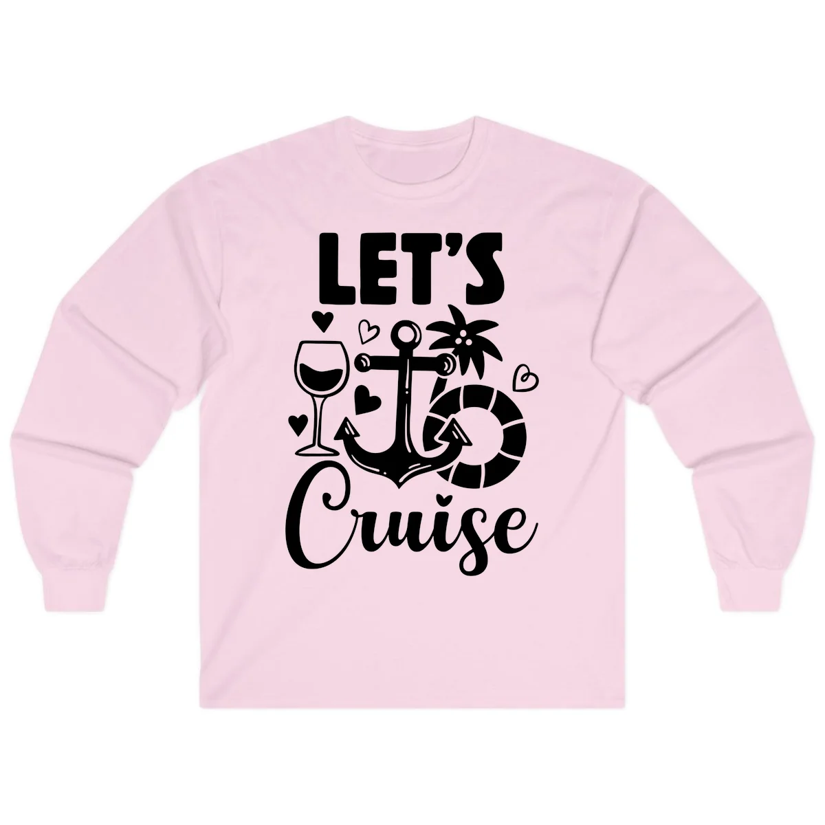 Let's Cruise Nautical Vibes Long Sleeve Tee in Light Pink