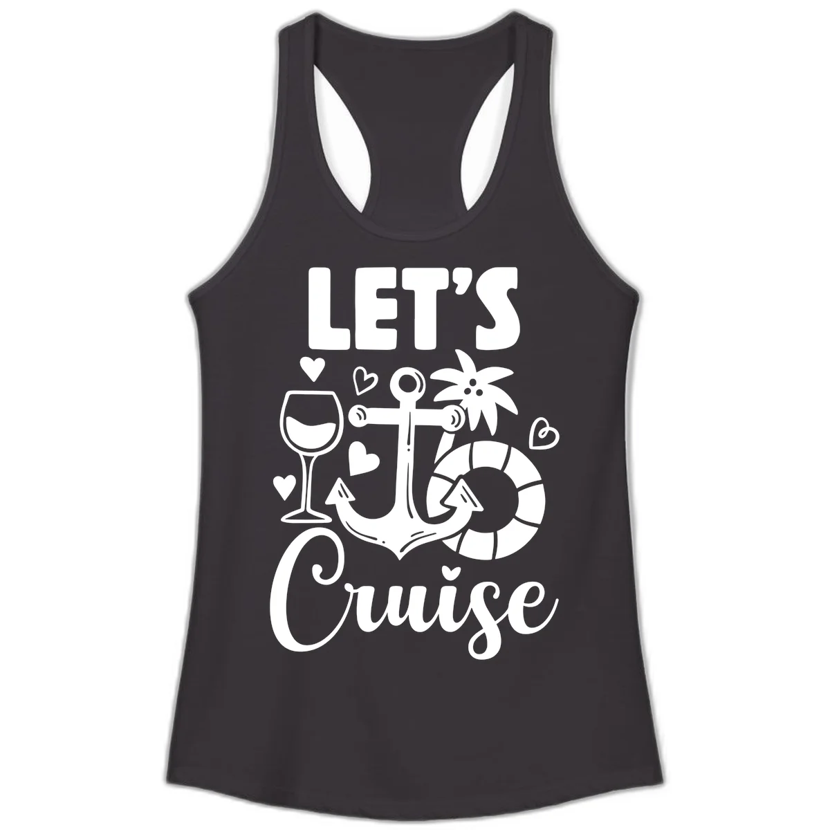 Let's Cruise Nautical Vibes Ladies Tank in Black