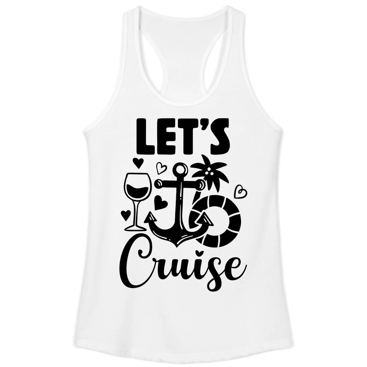 Let's Cruise Nautical Vibes Ladies Tank in White