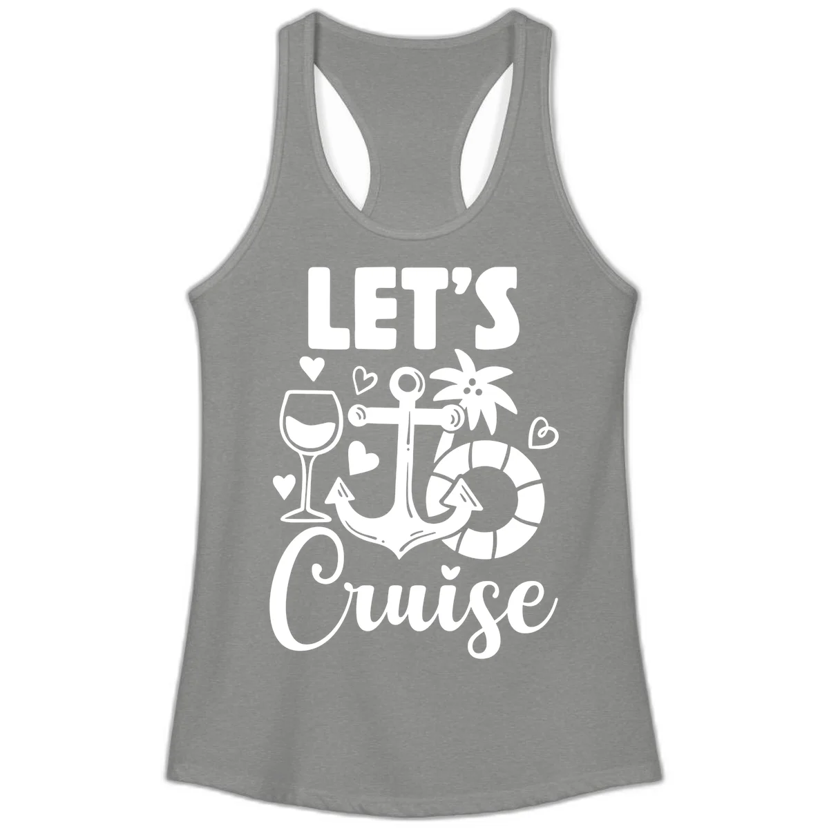 Let's Cruise Nautical Vibes Ladies Tank in Heather Grey