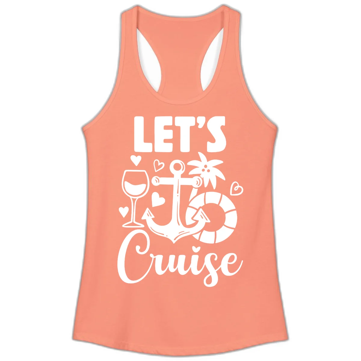 Let's Cruise Nautical Vibes Ladies Tank in Solid Light Orange