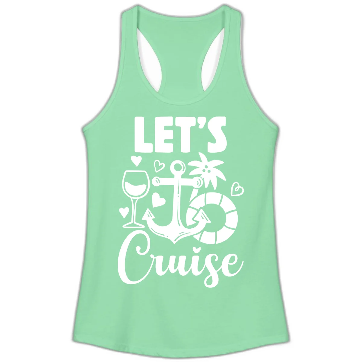 Let's Cruise Nautical Vibes Ladies Tank in Solid Mint