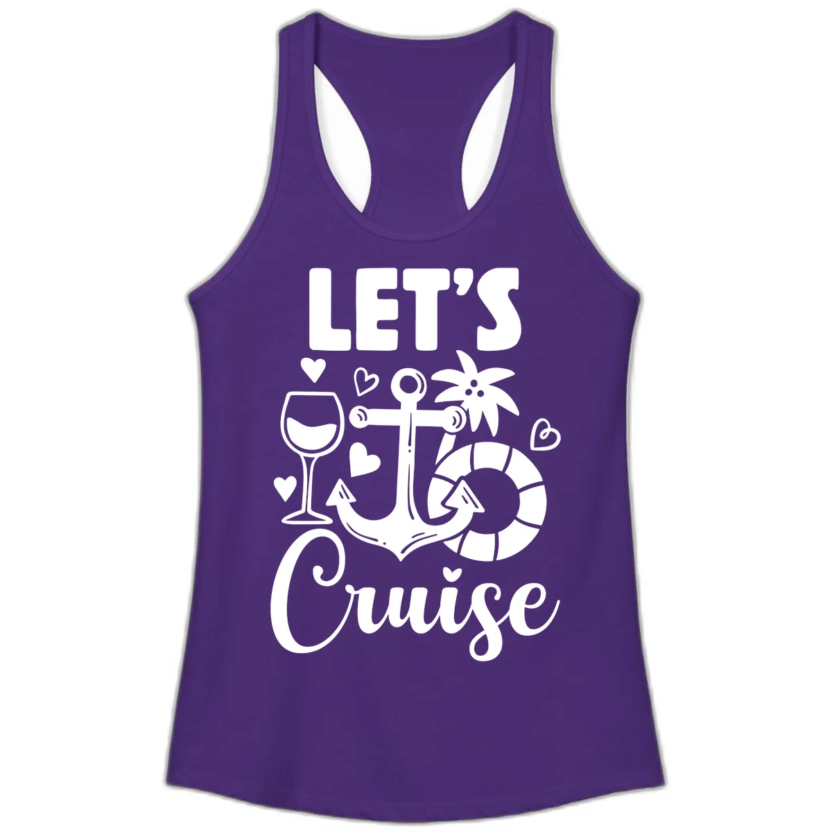 Let's Cruise Nautical Vibes Ladies Tank in Solid Purple Rush