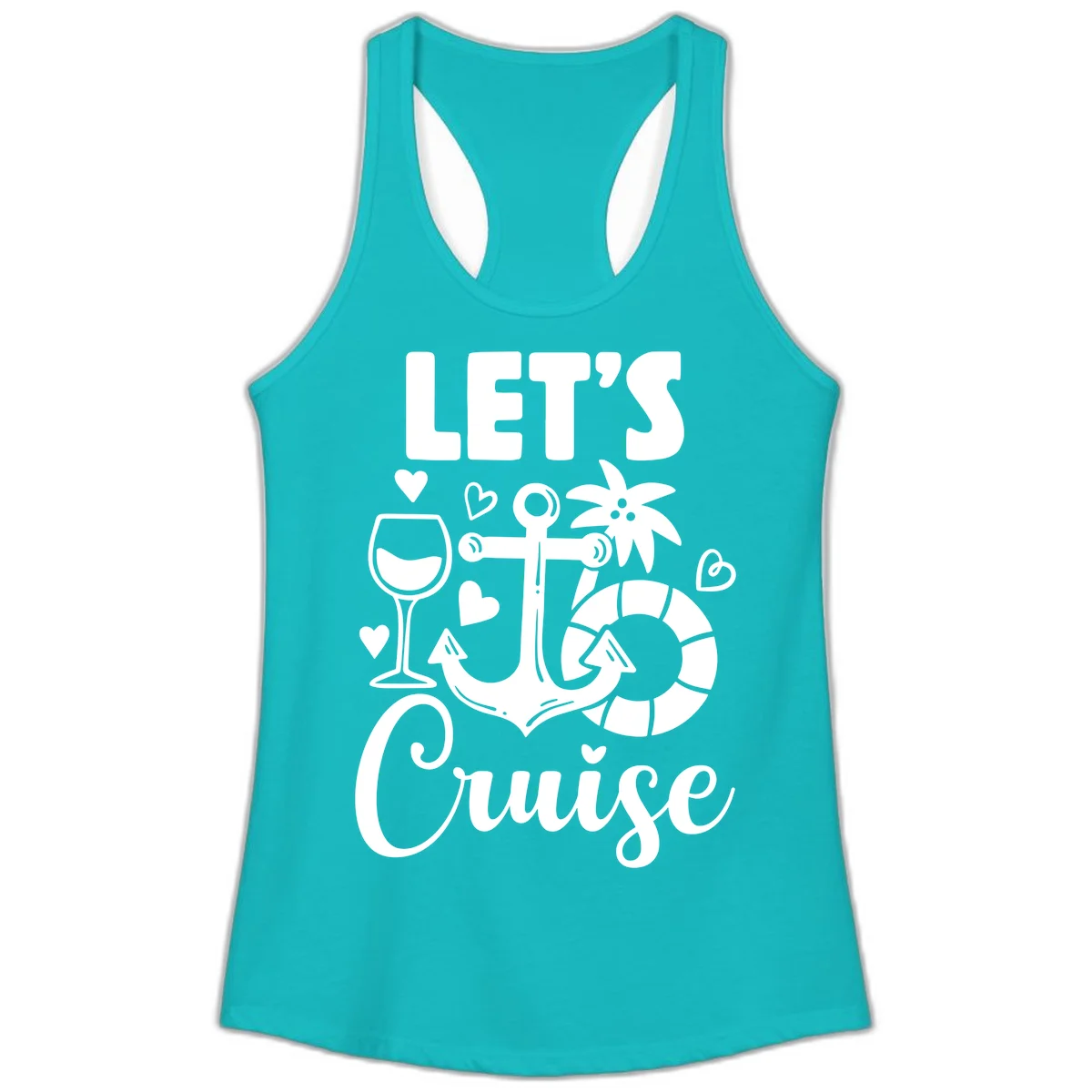 Let's Cruise Nautical Vibes Ladies Tank in Tahiti Blue