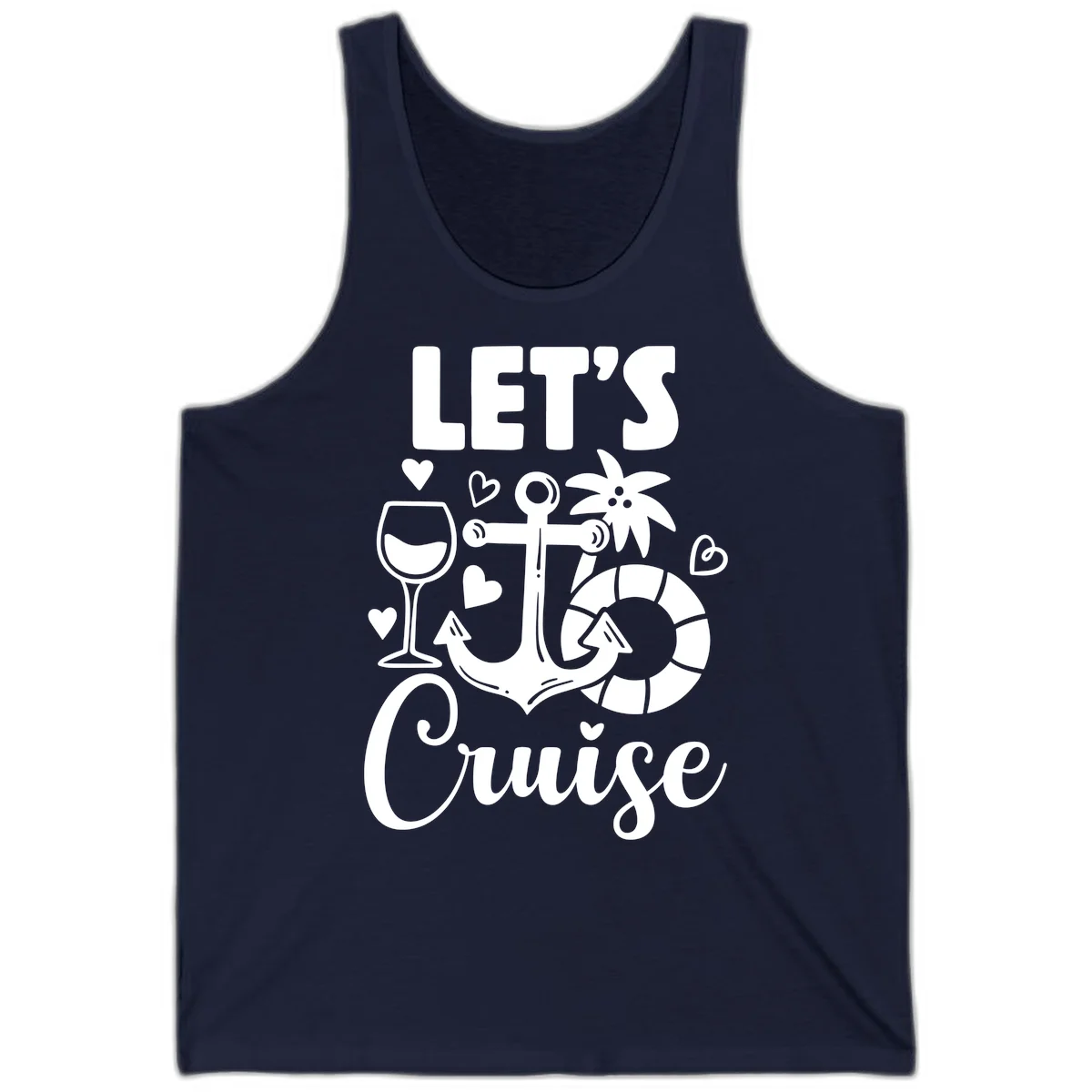 Let's Cruise Nautical Vibes Tank Top in Navy