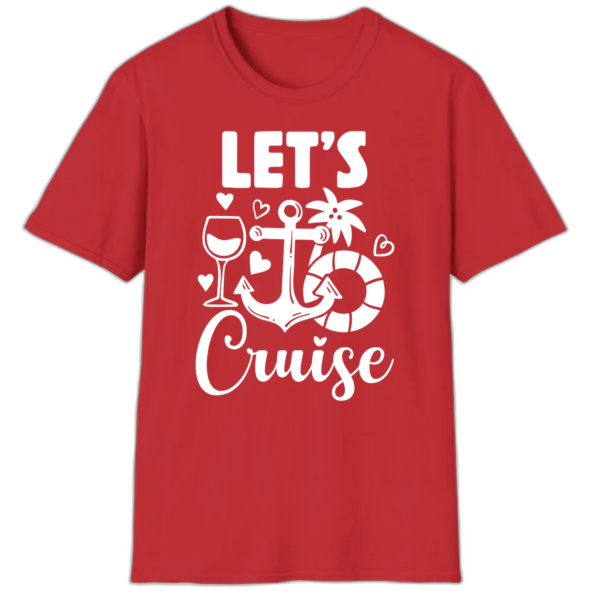 Let's Cruise Nautical Vibes T-Shirt in Red