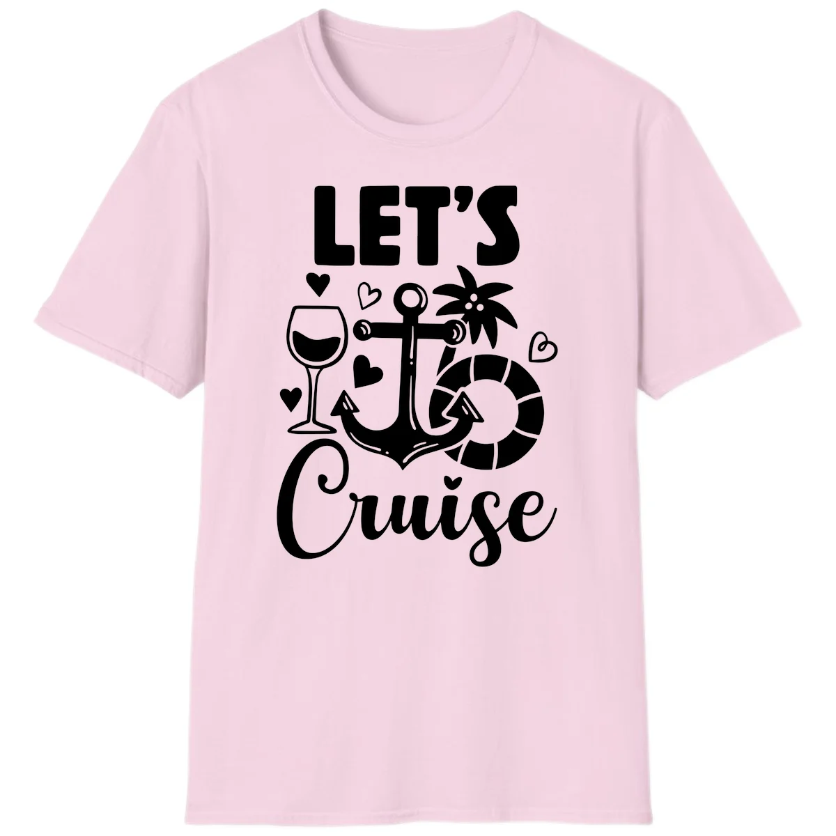 Let's Cruise Nautical Vibes T-Shirt in Light Pink