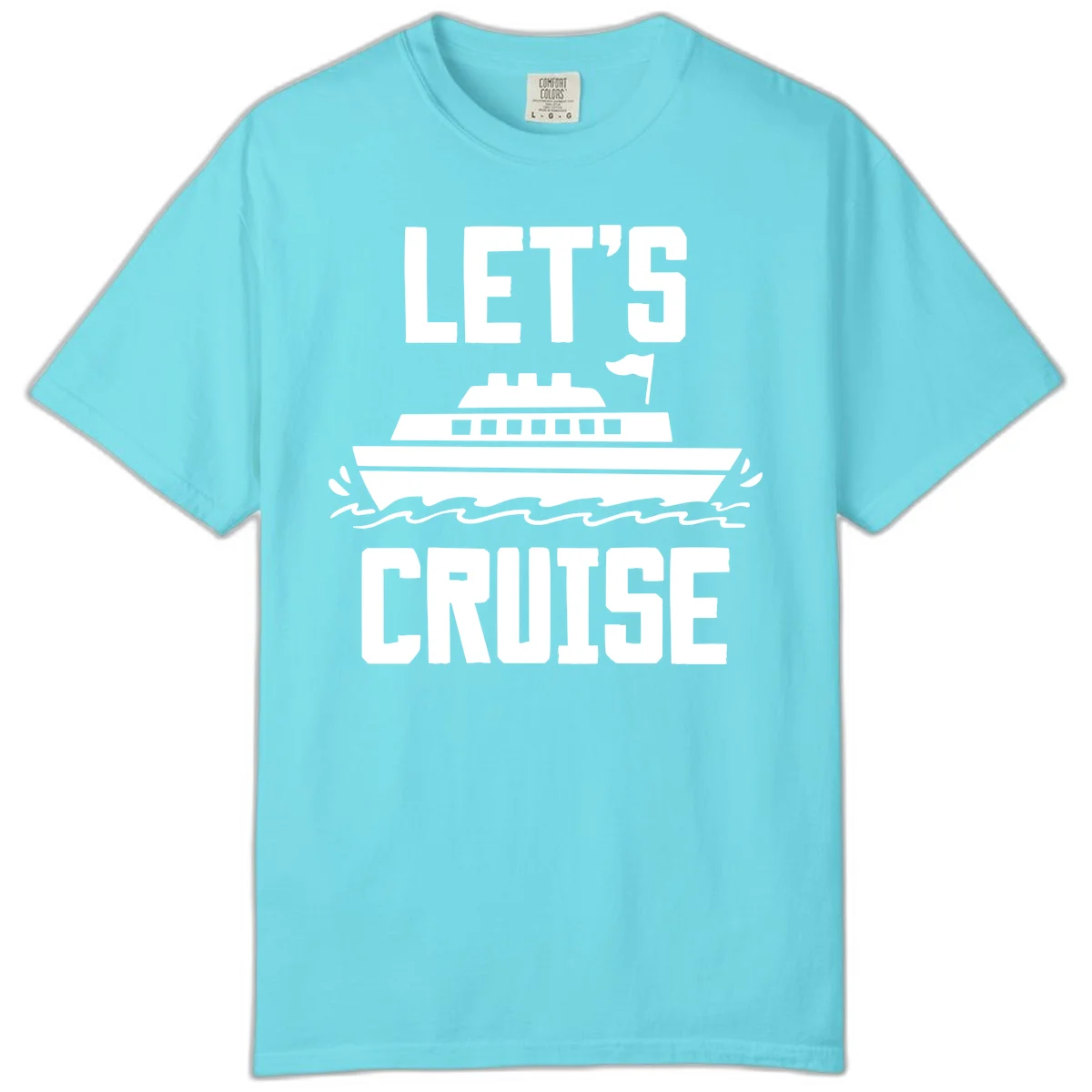 Let's Cruise Ship Comfort Colors T-Shirt in Lagoon Blue