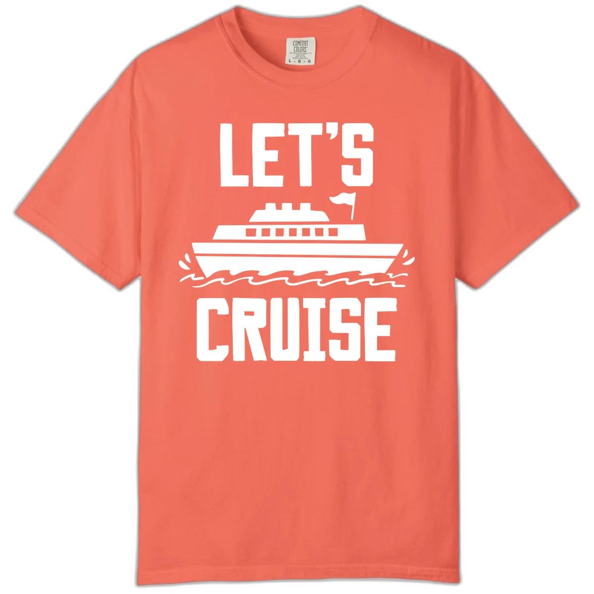 Let's Cruise Ship Comfort Colors T-Shirt in Bright Salmon