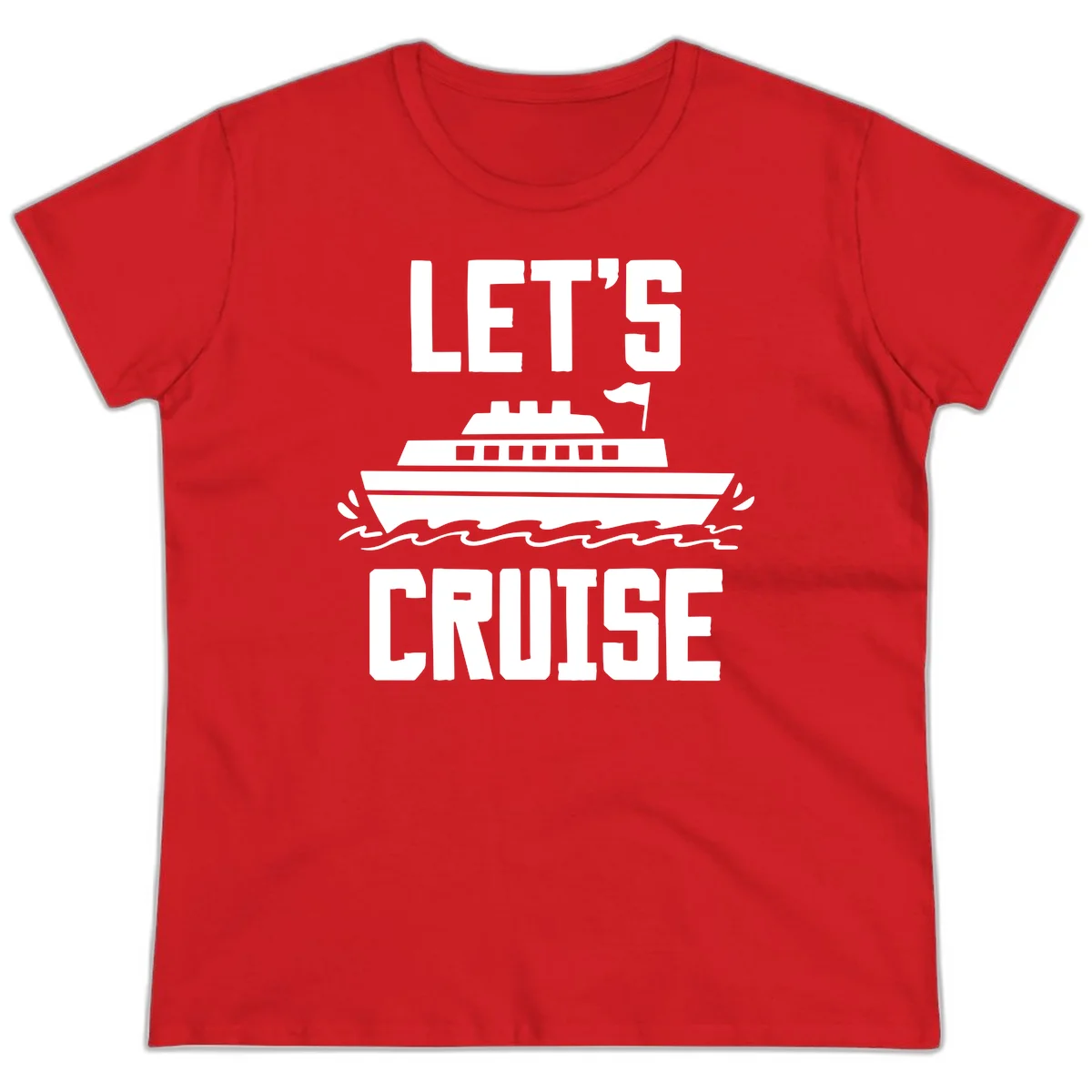 Let's Cruise Ship Ladies Vacation Tee in Red