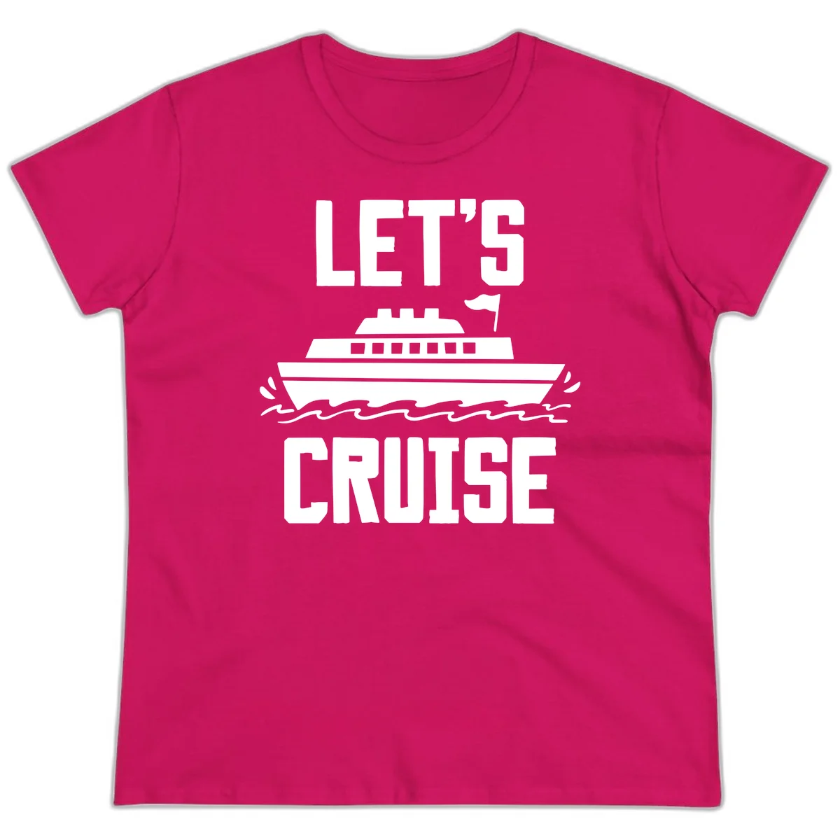 Let's Cruise Ship Ladies Vacation Tee in Heliconia