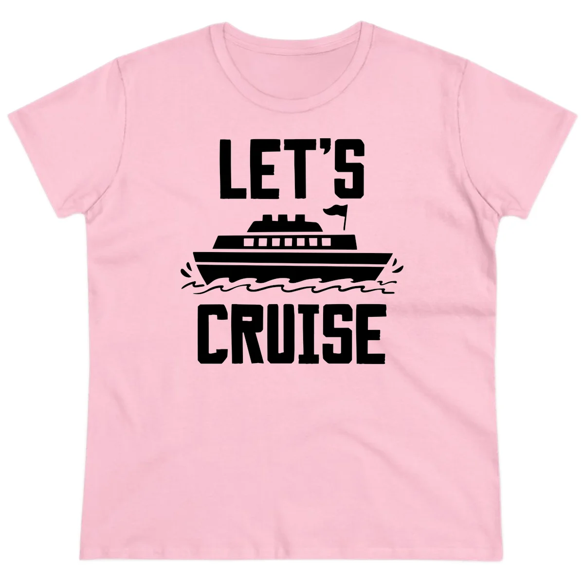 Let's Cruise Ship Ladies Vacation Tee in Light Pink