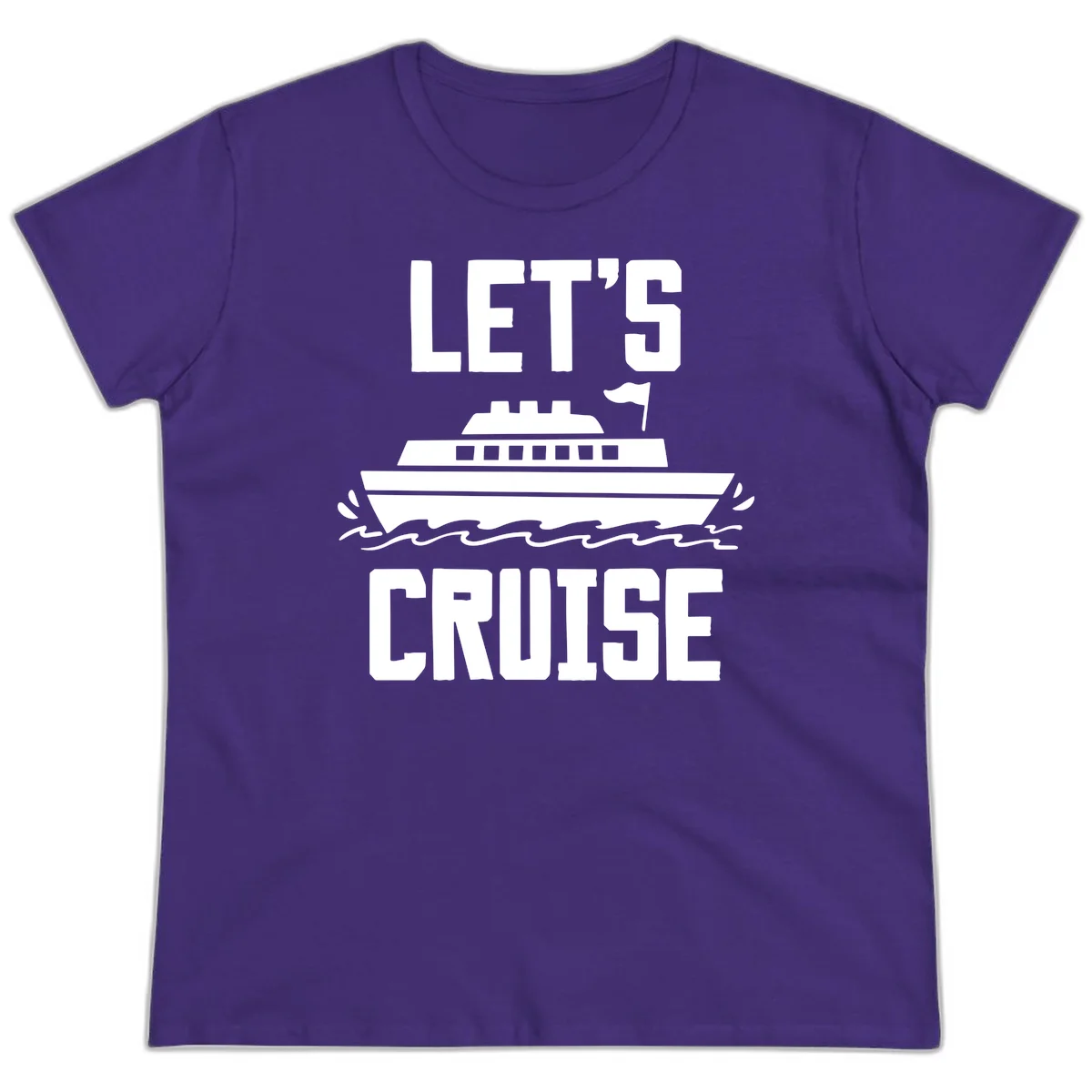 Let's Cruise Ship Ladies Vacation Tee in Purple