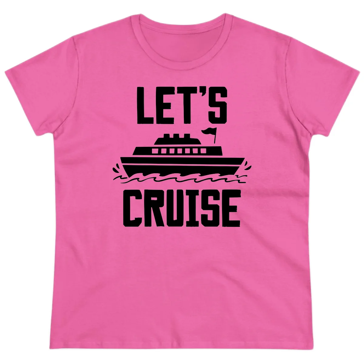 Let's Cruise Ship Ladies Vacation Tee in Azalea