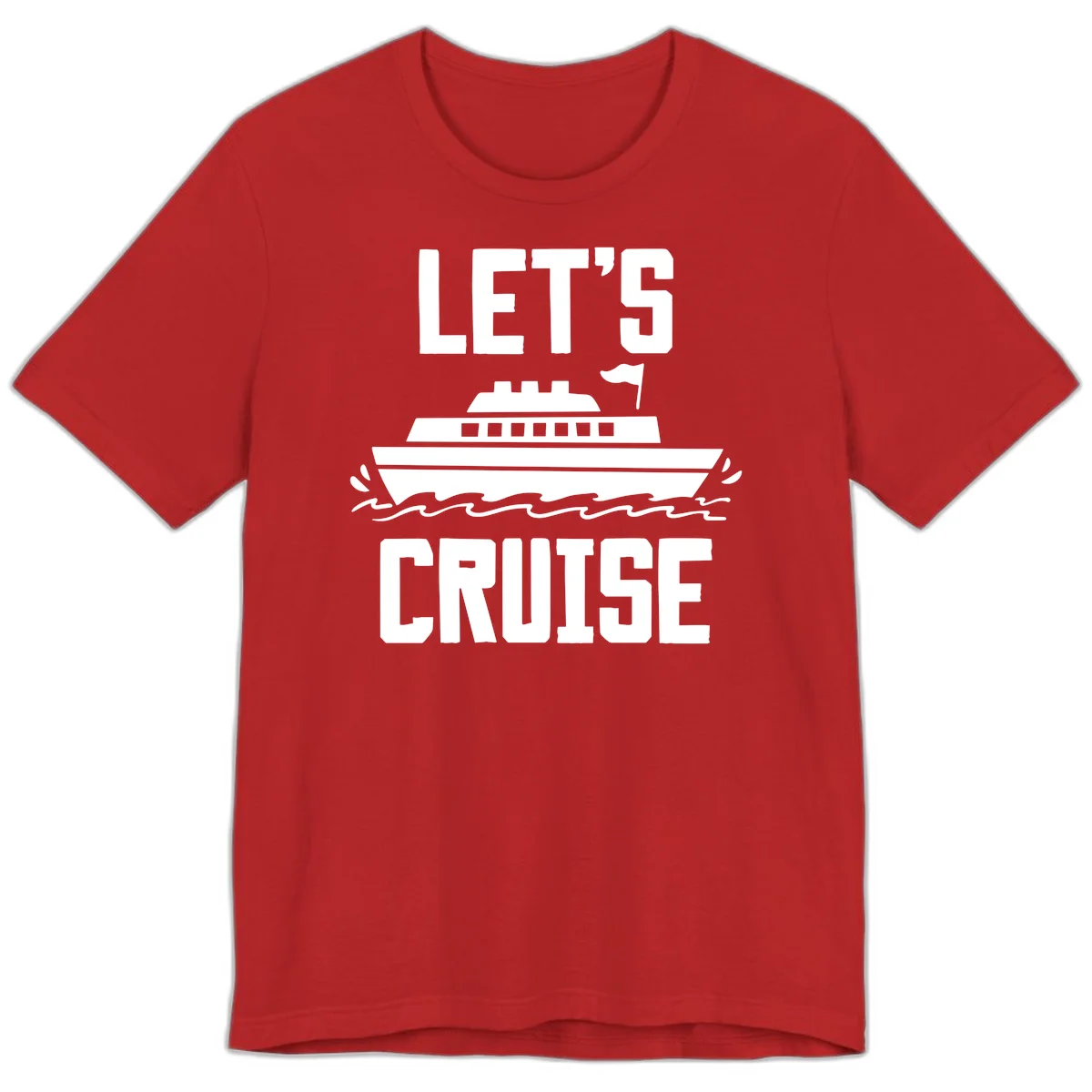 Let's Cruise Ship Premium Vacation T-Shirt in Red