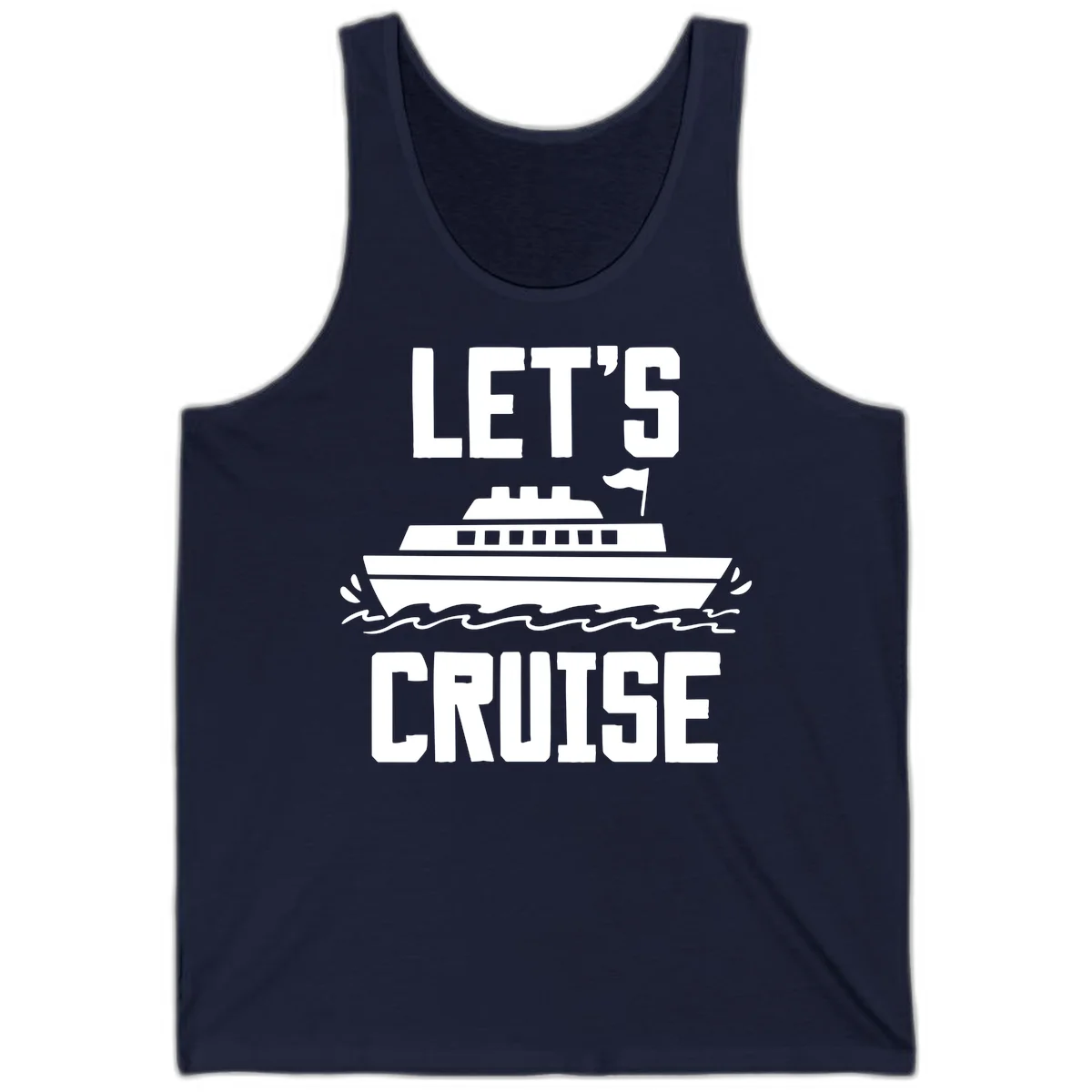 Let's Cruise Ship Vacation Tank Top in Navy