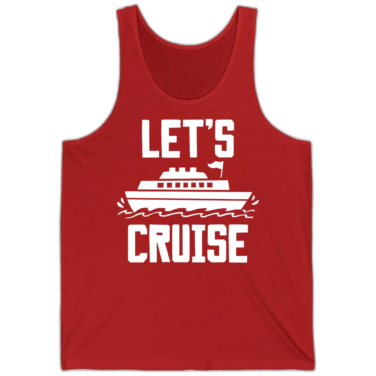 Let's Cruise Ship Vacation Tank Top in Red