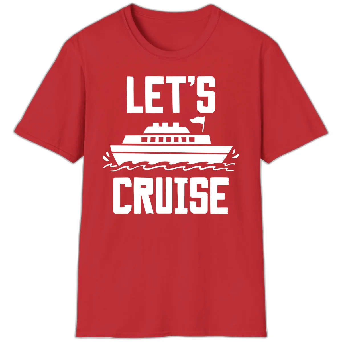 Let's Cruise Ship Vacation T-Shirt for Adventure in Red