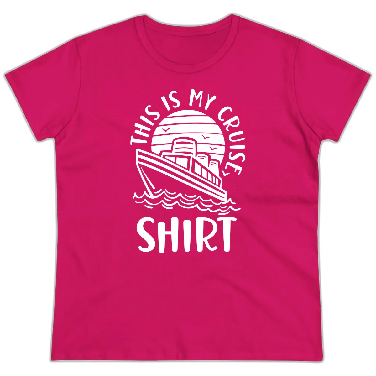 This Is My Cruise Ship Ladies Tee in Heliconia