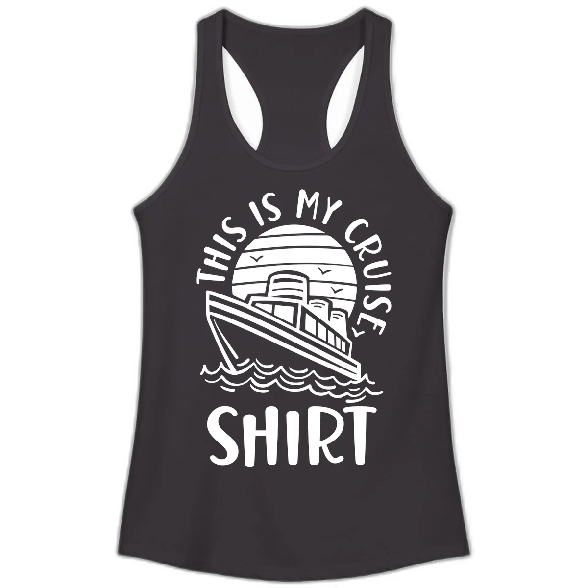 This Is My Cruise Ship Ladies Racerback Tank in Black